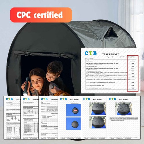 lukidoki Sensory Tent for Kids & Adults with CPC Certification - Large Size 47x47x47in Sensory Calm Corner Helps Autism, ADHD, SPD Children Relax, Reduce Anxiety - Pop-up Blackout Hideout Play Tent