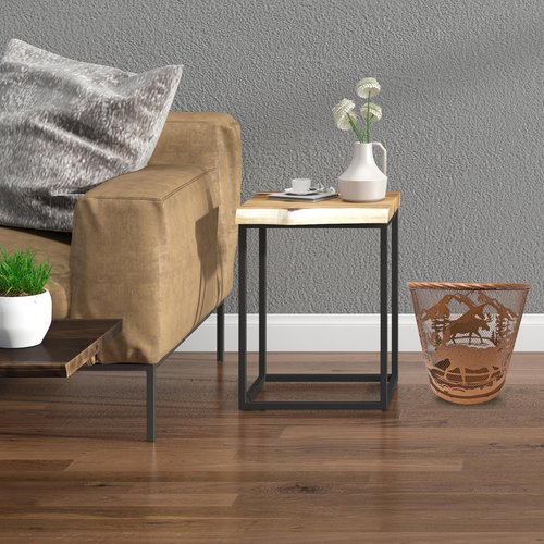 AMAJY Rustic Mountain Forest Moose Metal Wastebasket – Brown Mesh Trash Bin with Wildlife Design for Lodge, Cabin, or Nature-Themed Décor