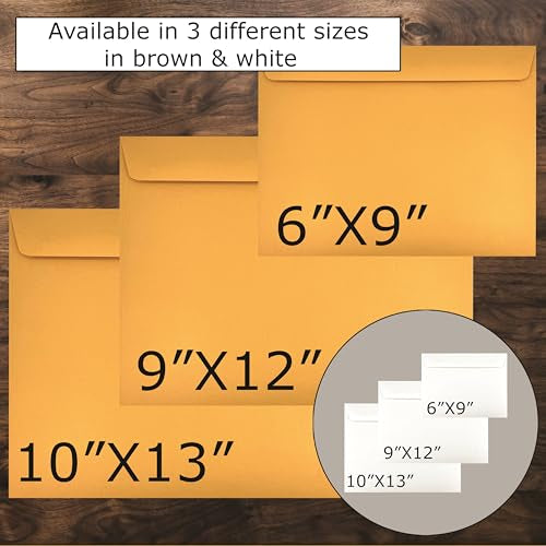 150 Pack Brown Kraft Booklet Envelopes 9x12 Inches Gummed Flap Business Mailing