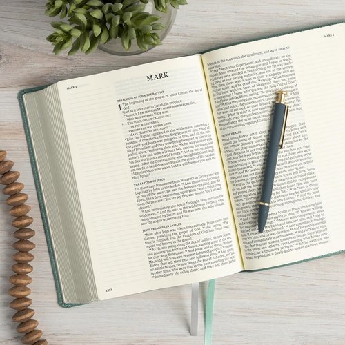 **NASB Notetaking Bible - Large Print Edition in Earthen Teal SuedeSoft LeatherTouch | Single-Column, Wide Margins, Easy-to-Read**