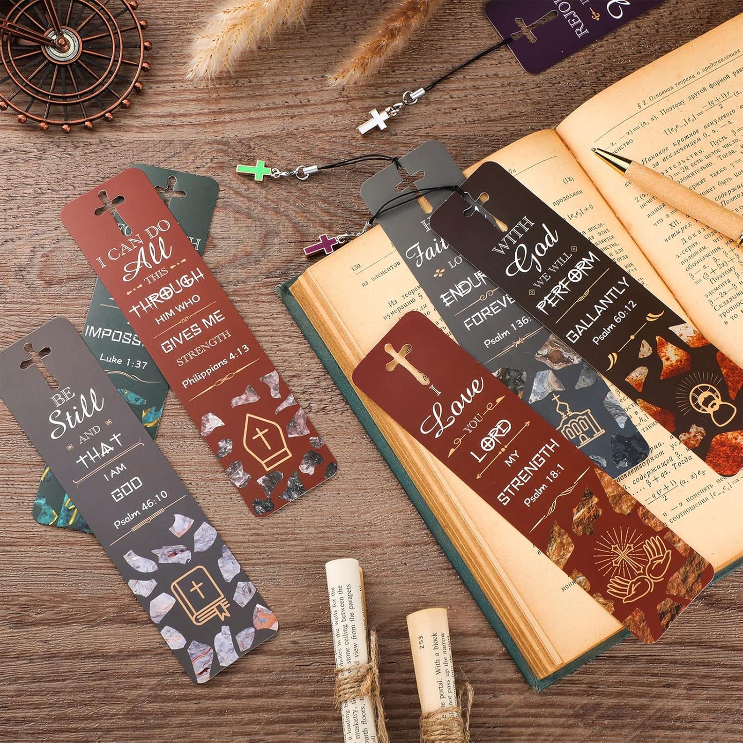 Skiennix Bible Verses Bookmarks - 30 Inspirational Cross Pendants | Perfect Christian Gifts for All Ages