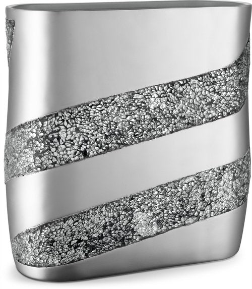Creative Scents Silver Mosaic Bathroom Trash Can 2.11 Gal / 8L - Decorative Waste Basket for Bathroom - Durable Slim Small Garbage Can for Bathroom, Powder Room, Bedroom or Living Room Decor