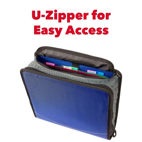 Case-it D-186 King Sized Zip Tab Binder 4" D-Rings 5 Subject & Might Zip Tab Binder D-146 3" O-Ring Midnight Blue
