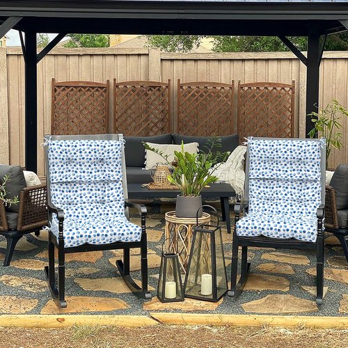 DYTXIII Set of 2 Outdoor High Back Chair Cushions 44"x 22",Water Repellent Rocking Seat Cushions Replacement, Seat/Back Chair Cushions for Patio,Porch,Balcony and Indoor - Brush Blue