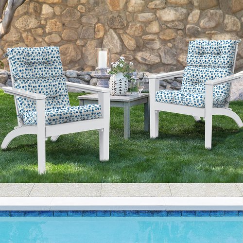 DYTXIII Set of 2 Outdoor High Back Chair Cushions 44"x 22",Water Repellent Rocking Seat Cushions Replacement, Seat/Back Chair Cushions for Patio,Porch,Balcony and Indoor - Brush Blue