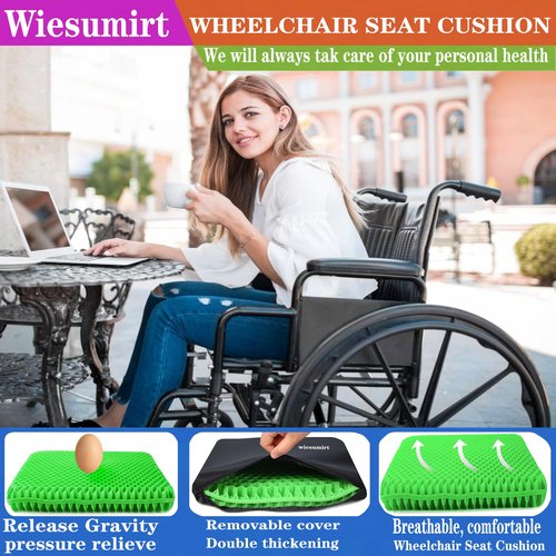 Plus Size Gel Seat Cushion for Long Sitting, Extra Large and Thick Seat Cushion for Back, Hip, Sciatica, Tailbone Pain Relief, Used for The Office, Wheelchairs, Truck, Car, Recliner.(Grass Green)