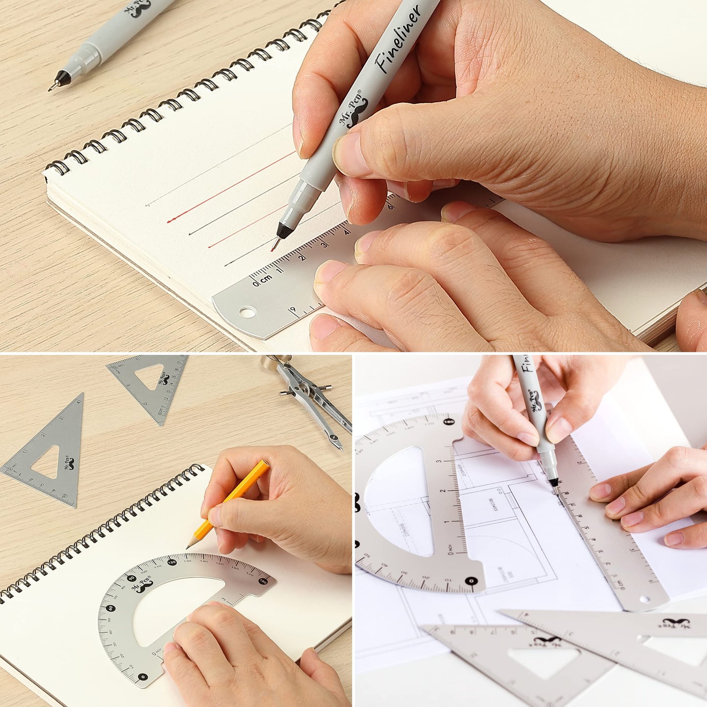 Mr. Pen- Professional Geometry Set, 15 pcs, Drafting Tools with Protractor