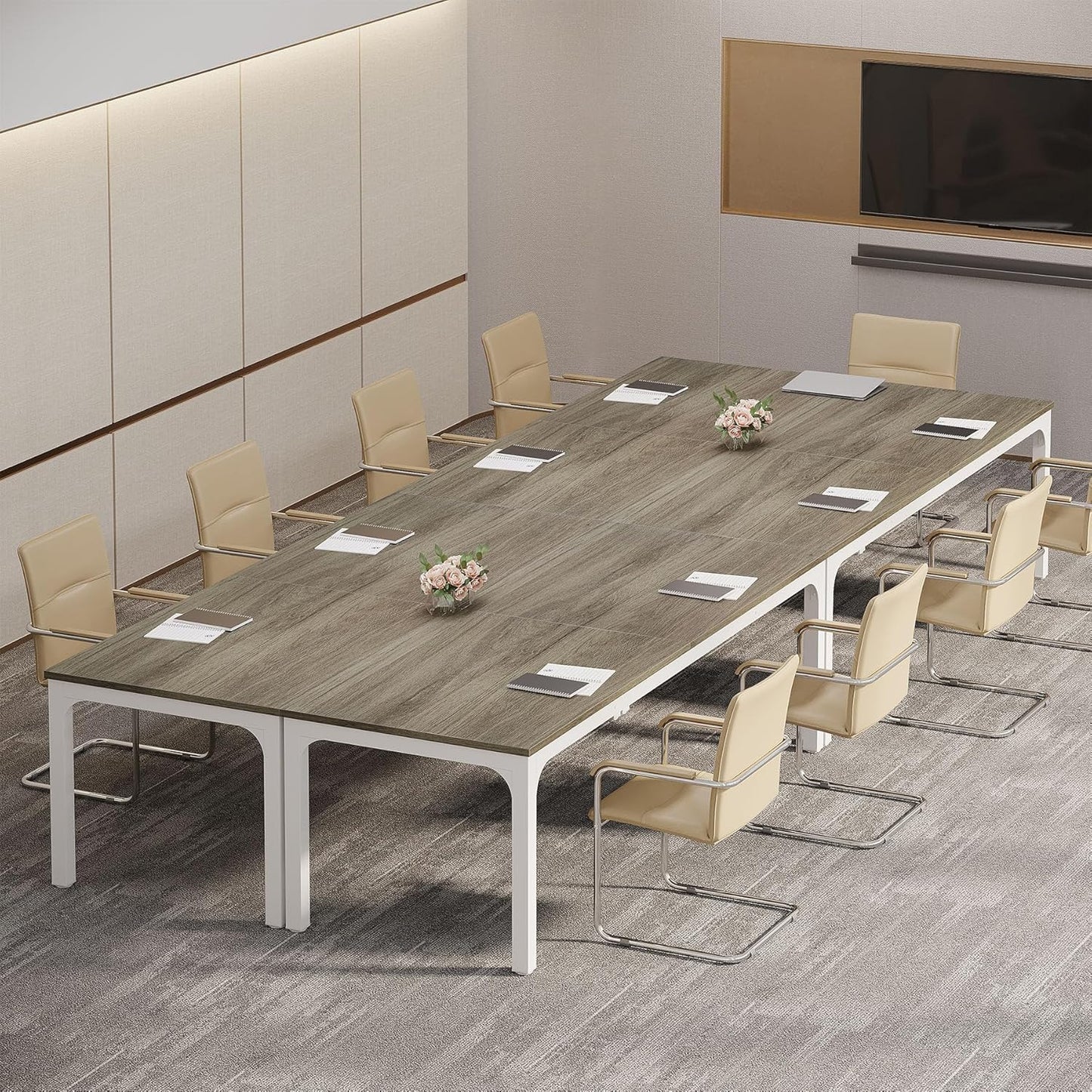 Tribesigns 13 FT Conference Room Table - Modern Oak Meeting Desk for Boardroom | 78.74" W x 27.56" D