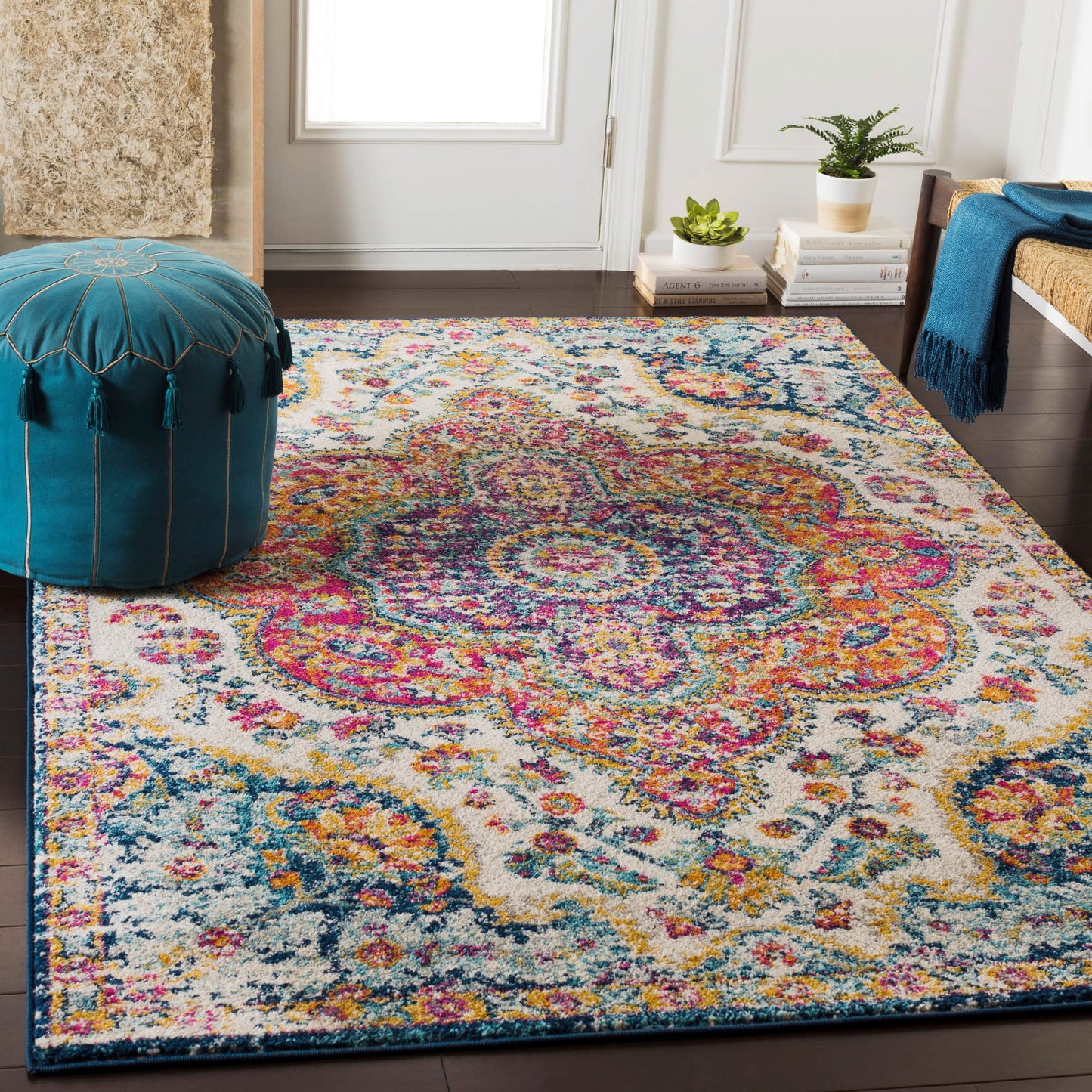 Livabliss Romaine Vintage Medallion Area Rug, 5'3" x 7'6", Orange