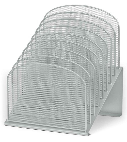 Safco Onyx 8-Tiered Desk Organizer, Vertical File Organizer for Home, Office, Classroom & More, Steel Mesh Construction, Silver