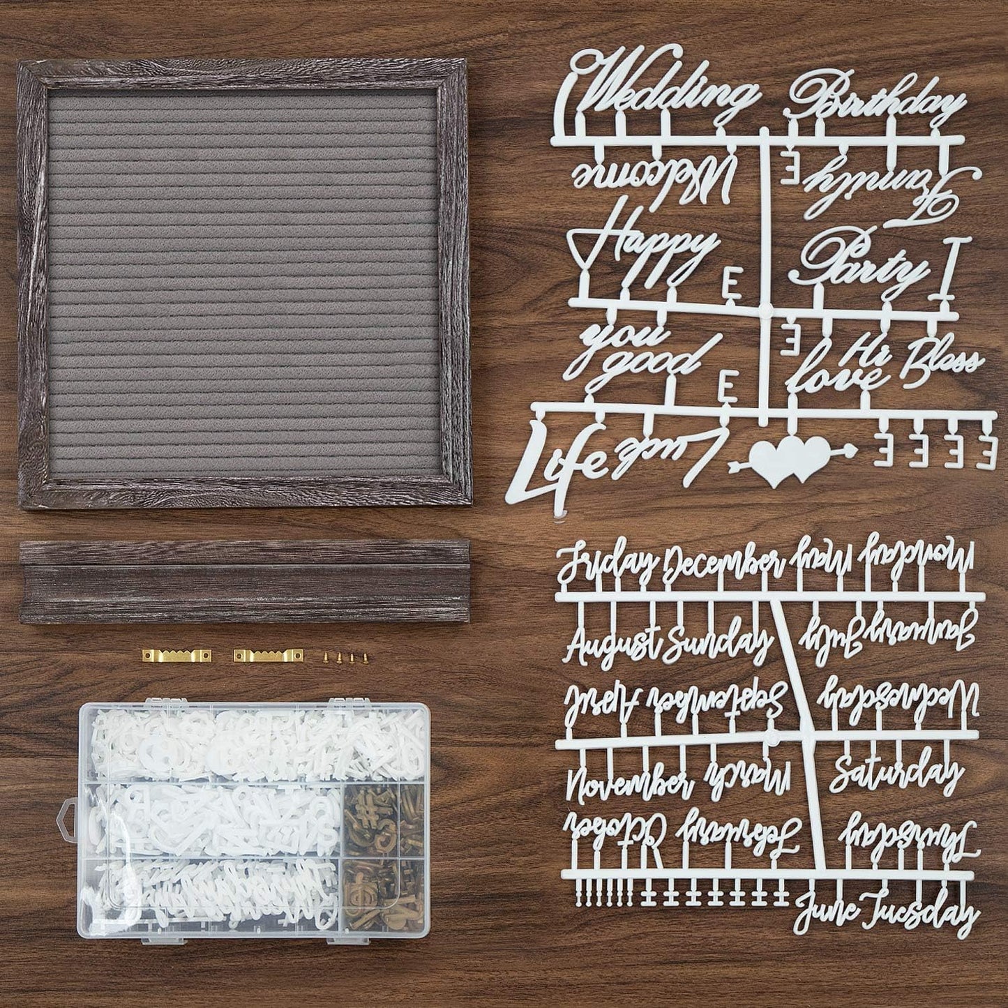 Skiennix Double-Sided Felt Letter Board - Rustic 10x10 Wood Frame with 750 Precut Letters & Numbers | Perfect for Baby Announcements & School Milestones