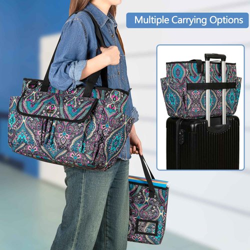 LoDrid File Bag with Extra Document Organizer Case for Letter Size File Folder, Large Utility Bag with 15.6” Laptop Padded Sleeve for Work, Business, Totem