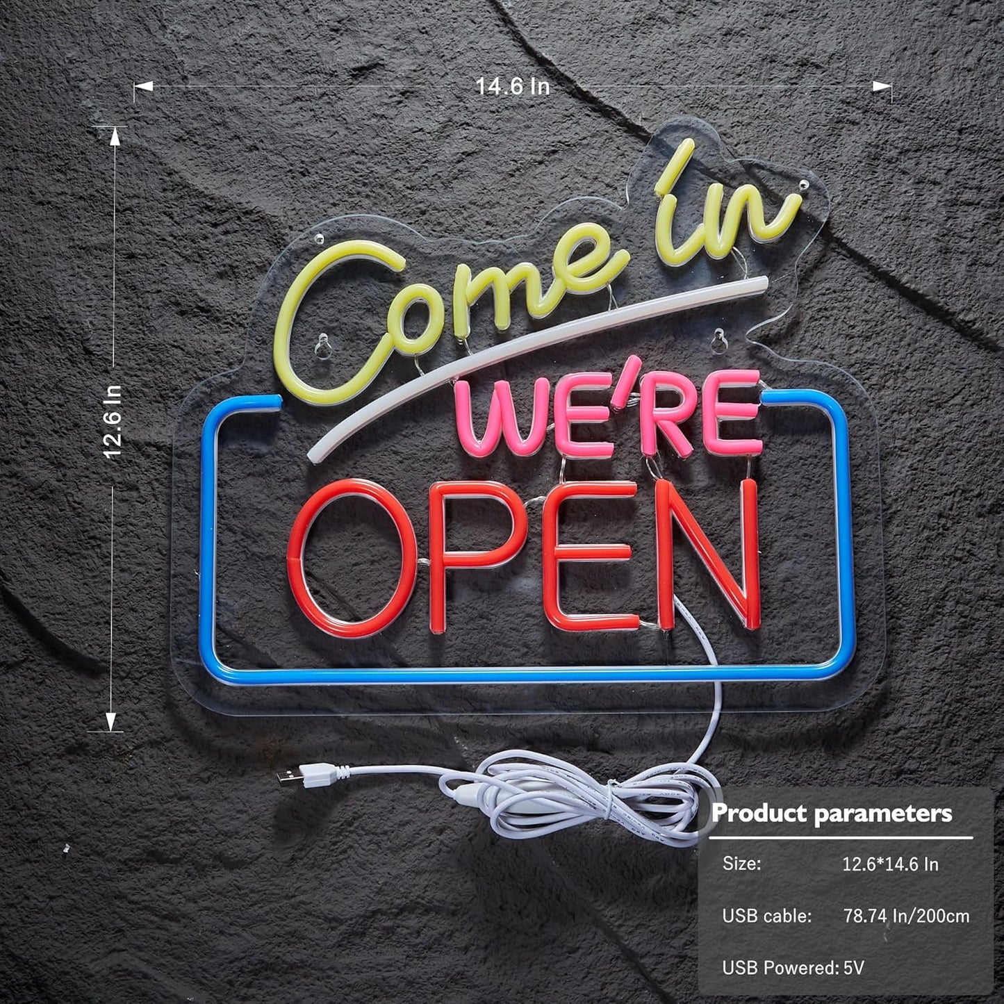 Skiennix Neon Sign - "Come In We're Open" LED Wall Decor for Café, Bar, Restaurant & Shop | Perfect Gift