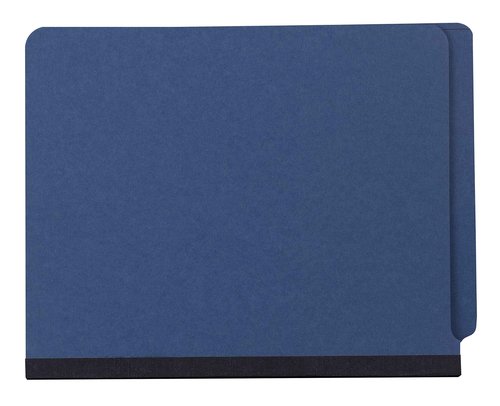 The File King Two Divider Pressboard Classification Blue File Folder - Letter Size | Box of 10 | End Tab | 2” Expansion | Six 2-Inch Fastener Prongs | Made in America