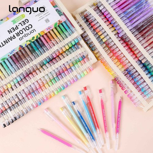 Yolaka Gel Pens with Fine Point 0.6mm, 162 Colors Drawing Pencils for Adult Coloring Books Smooth Writing Pen Set for Journaling, Landscapes, Lettering
