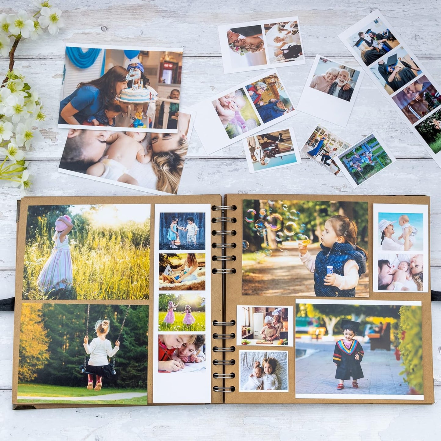 Bstorify Scrapbook Album - 60 Pages, 8x8 Inch, Brown Thick 200gsm Kraft Paper | Perfect for Art & Craft Projects