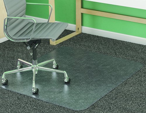 deflecto SuperMat Frequent Use Chair Mat Medium Pile Carpet Beveled 46 x 60 Clear