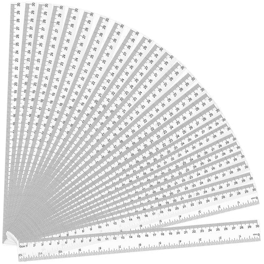32 Pack Clear Plastic Ruler 12 Inch, Rulers Bulk for Classroom, Transparent Ruler with Centimeters and Inches, Kids Metric Ruler for School, Ideal Back to School Office Home Supplies