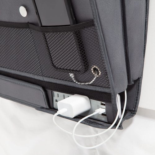 U Brands Bedside Caddy, 7 Pockets with Power Strip Compartment, Organization Supplies, Gray, 1 Count
