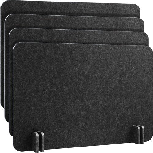 4 Pack Acoustic Desk Divider Desk Partition - Freestanding Privacy Panel 16 x 24 Inches Noise Reducing Partition for Office Table Standing Student Study Reception Area(Black Gray)