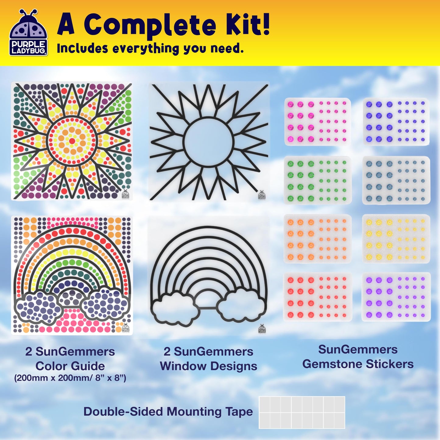 SunGemmers Window Gem Art Suncatcher Kits - Summer Crafts for Kids, Fun 5 Year Old Girl Birthday Gift, Fun Gifts for 8 Year Old Girls, Crafts for Kids Ages 4-10, Diamond Art Kit for Boys & Girls 6-12