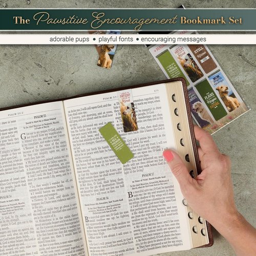 Christian Art Gifts Inspirational Scripture Bookmark Set - Colorful Magnetic Page Markers for All Ages | 6-Piece Set with Encouraging Bible Verses and Cute Happy Dogs