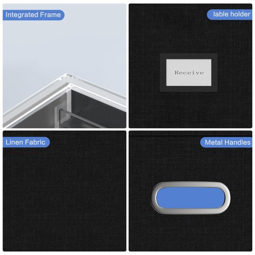 GRSQYS File Organizer Box File Boxes for Hanging Files with Lid Set of 3 Decorative Hanging Folders Letter Size Organizer with One-Piece Plastic Frame Slides (13.2 * 10.1 * 10.1in(3Pack), Black)