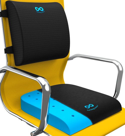 Everlasting Comfort Lumbar Support & Wheelchair Seat Cushion Bundle - Ultimate Comfort - Mobility Scooter Accessories for Adults & Seniors - Back, Hip, Tailbone, Pressure Sore and Ulcer Pain Relief