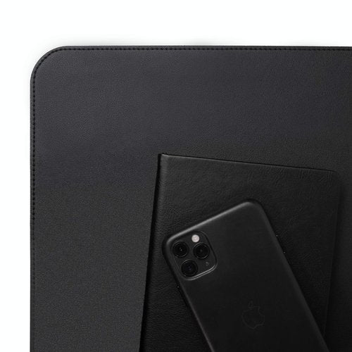 Vine Creations Leather Desk Mat 24" x 17", Desk Protector, PU Leather Desk Pad, Non Slip Small Desk Pad Mat, Desk Blotter, Desk Pads on Top of Desks, Home or Office Small Desk Mat (Black)