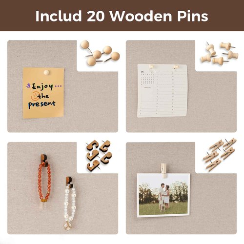 Fun Memories Cork Board Bulletin Board for Office, 24" x 36" Pine Wooden Framed Corkboard, Wall Mounted Notice Pin Board for School Home & Office, Dark Walnut