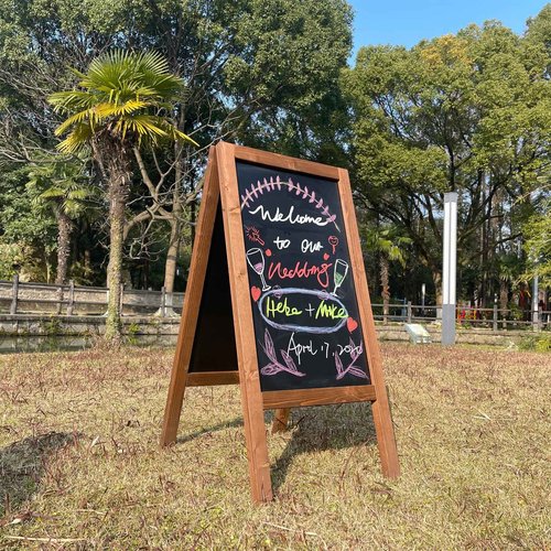 HUAZI Chalkboard Sign 40x20'' Outdoor Chalk Board Signs Sandwich Board Sign Wooden A Frame Sidewalk Sign Large Standing Chalkboard with Liquid & Solid Chalk for Party Wedding Restaurant