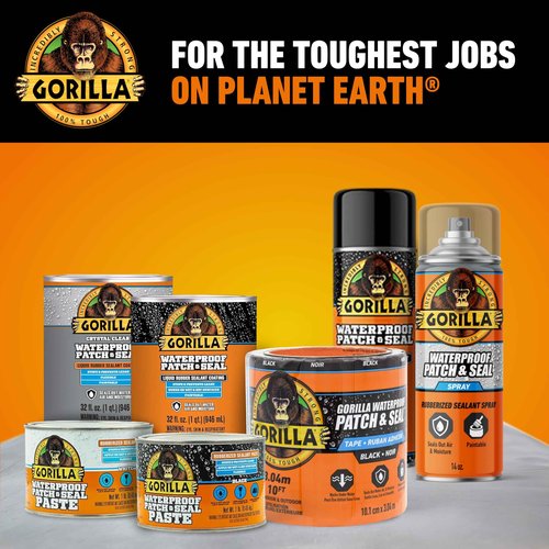 Gorilla Waterproof Patch & Seal Tape, Black Tape, 4" x 10' (Pack of 4) - Permanent Weather Resistant Seal for Leaks and Repairs