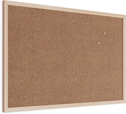 U Brands Cork Bulletin Board - 36" x 24" Inches | Light Birch Wood Frame for Stylish Organization