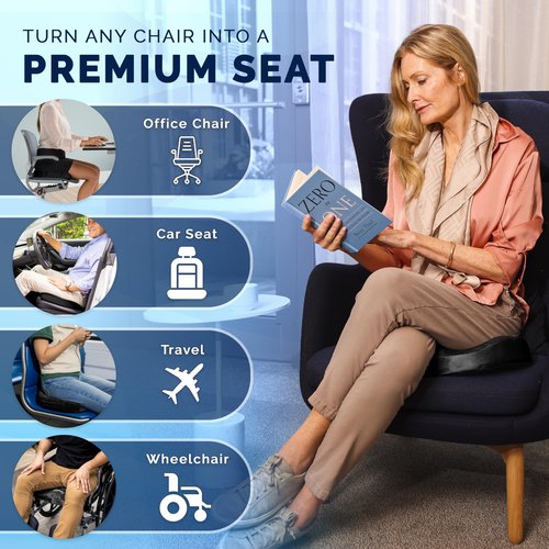 ComfiLife Office Chair Cushion & Car Seat Cushion Bundle – Seat Cushion for Office Chair – Seat Cushion for Car – Sciatica & Back Pain Relief (Black)