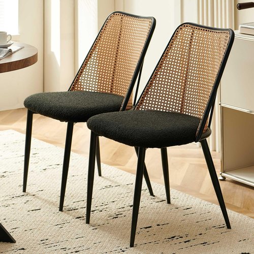 Homedot Circel Dining Table with Rattan Chairs for 2, Modern Dinette Set with Table and 2 Upholstered Dining Chairs, Classic Kitchen Table and Chairs Set for Living Room,Restaurant, Dining Hall