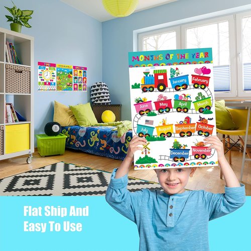 Gethelud Educational Posters - 17 Pack of Durable Learning Tools for Preschool & Kindergarten Kids