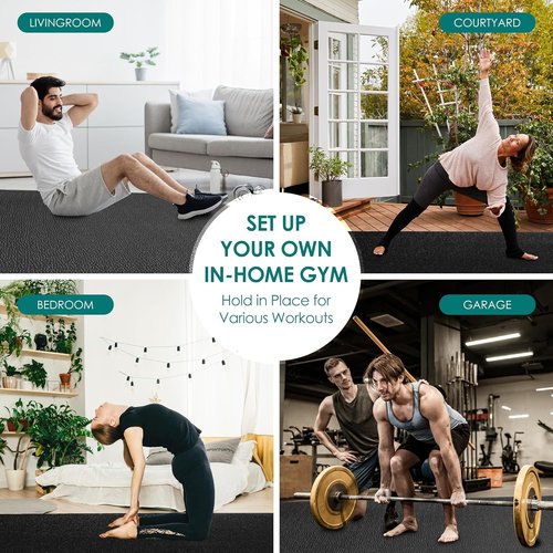 Large Exercise Mat - Extra Durable High-Density Workout Mats for Home Gym | Non-Slip, Shoe-Friendly, 8' x 6'