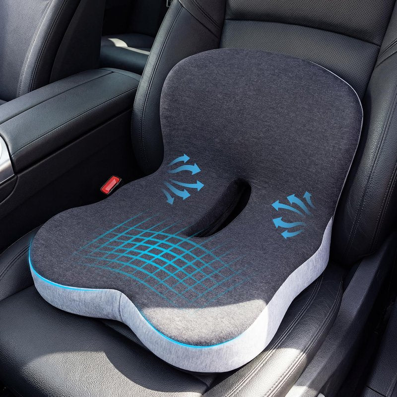 ZUAMEGU Memory Foam Car Seat Cushion – Ergonomic Driver Seat Cushion for Sciatica & Tailbone Pain, Breathable Non-Slip Car Seat Pad with Lumbar Support for Car, Truck, SUV, Office Chair