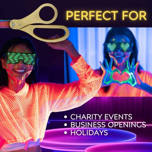 NEW EDITION Grand Opening Scissors – 25'' Shears Gold with Rainbow Blades for Ribbon Cutting Ceremony Heavy Duty Golden Scissors Ribbon Cutting Shears for Inauguration Ceremonies & Special Events