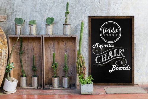 Loddie Doddie Large Magnetic Chalkboard - 24" x 36" Rustic Frame, Kitchen & Home Decor - Easy-to-Erase, Hanging Black Chalkboard for Wall - Blackboard