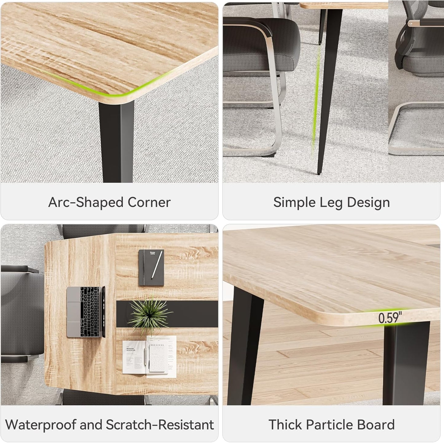 LITTLE TREE 6 FT Conference Room Table, 70.86L x 35.43W x 29.52H Inches Boat Shaped Meeting Seminar Boardroom Table