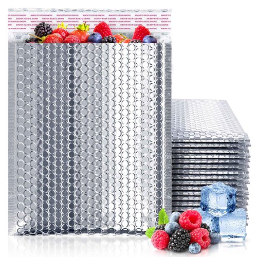 ABC PACK & SUPPLY Thermal Bubble Mailer, 8 x 11 Inches. Pack of 25 Metallic Bubble Mailers. Foil Insulated Mailers for Cold Shipping. Padded Envelopes Waterproof. Cold Insulated Shipping Bags