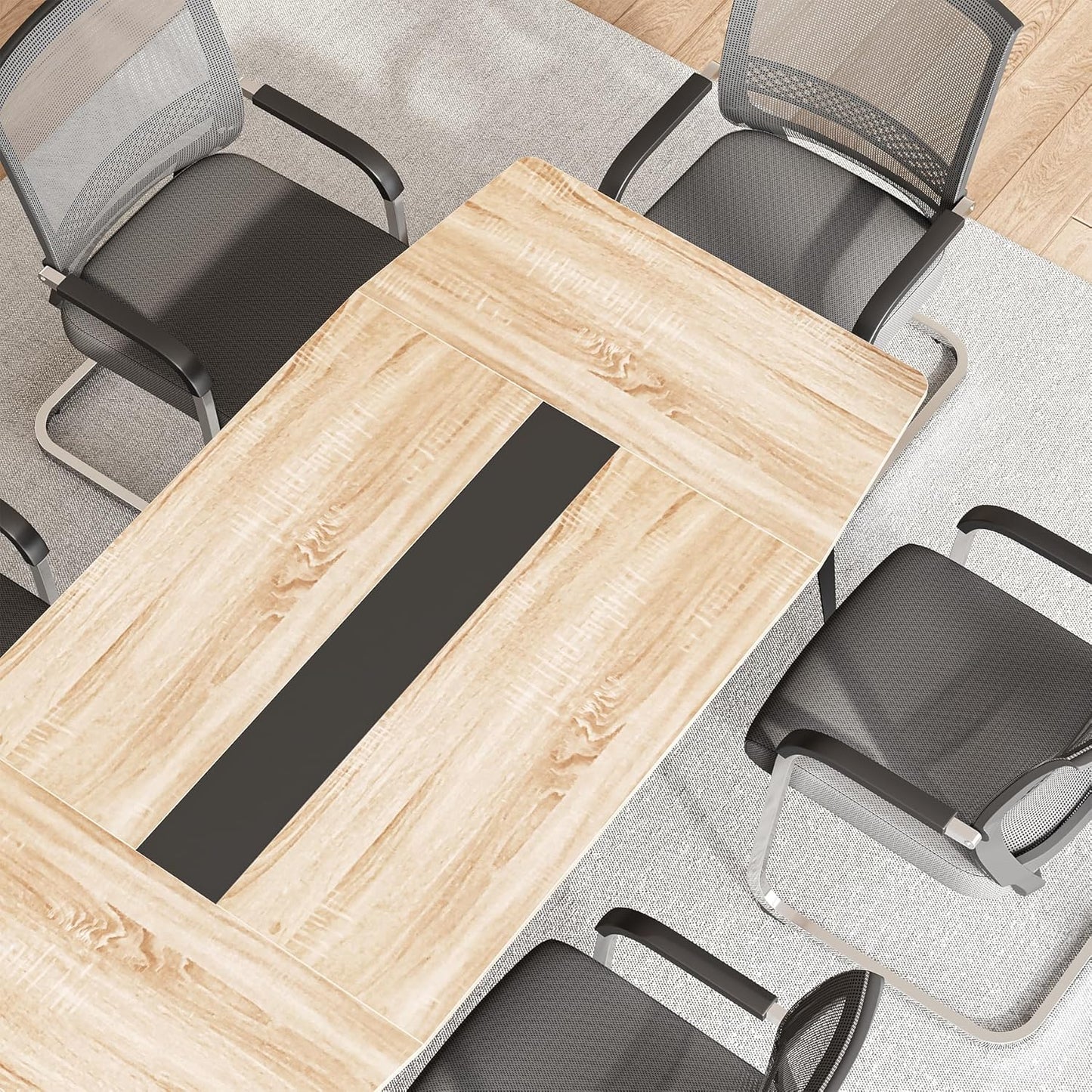 LITTLE TREE 6 FT Conference Room Table, 70.86L x 35.43W x 29.52H Inches Boat Shaped Meeting Seminar Boardroom Table