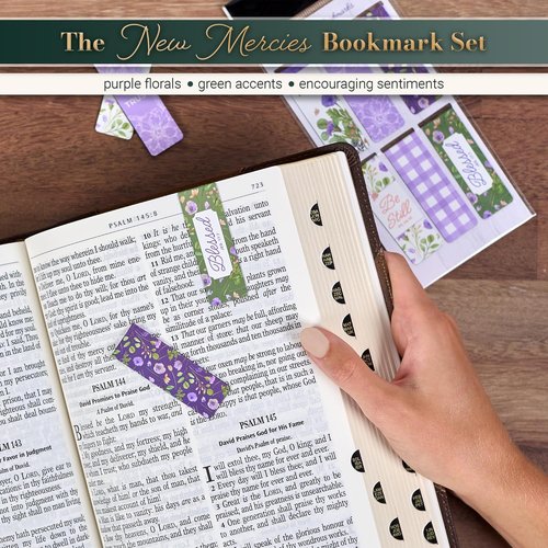 Christian Art Gifts Inspirational Magnetic Scripture Bookmark Set - Colorful Floral Design, Set of 6