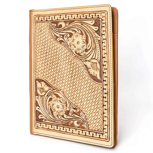 Merbaa Handmade Leather File Folder – Premium Cowhide Leather Resume Holder for Men & Women – A4/Letter Size Organizer with Pockets – Document Case for Office, Interviews, Meetings (Tan)