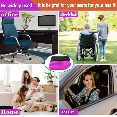 Plus Size Gel Seat Cushion for Long Sitting, Extra Large and Thick Pressure Relief Seat Cushion for Back, Hip, Sciatica, Tailbone Pain, Use for The Office, Wheelchair, Car, Trip, Recliner.(Pink)