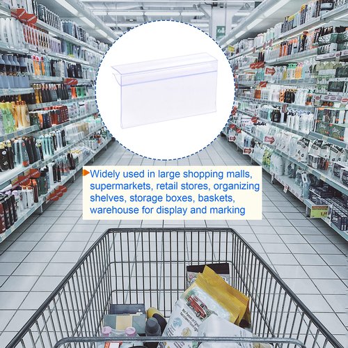 MECCANIXITY Label Holder 100x42mm Clip on Shelf Clear Plastic for 4-8mm Glass Shelving, Pack of 20