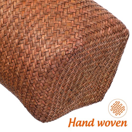 1Pc Straw Woven Wastebasket Retro Garbage Can Straw Rubbish Container Wicker Waste Basket（Small）