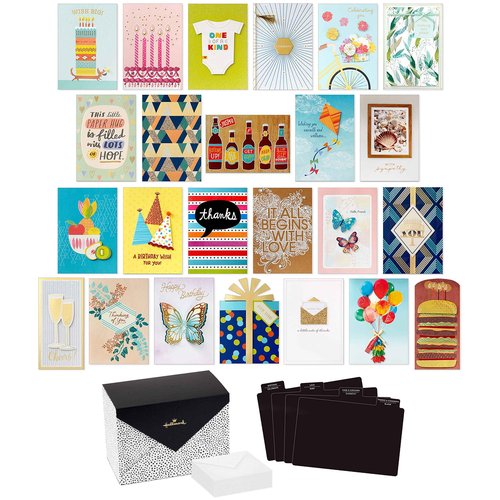 Hallmark All Occasion Cards - Assortment of 24 Handmade Greeting Cards, Painted Dots - Birthday, Baby Shower, Wedding, Sympathy
