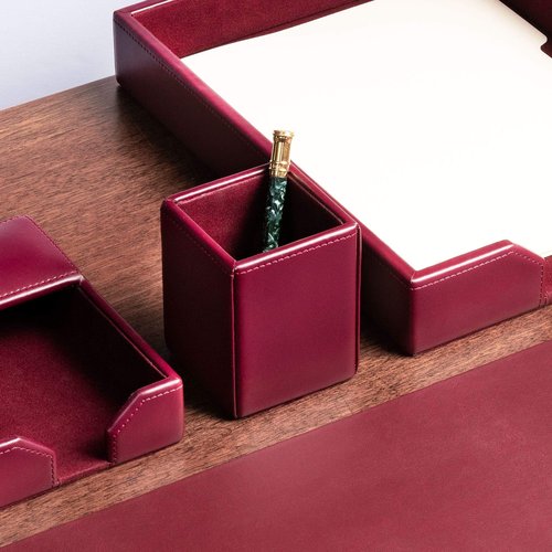 Dacasso Burgundy Bonded Leather Pencil Cup